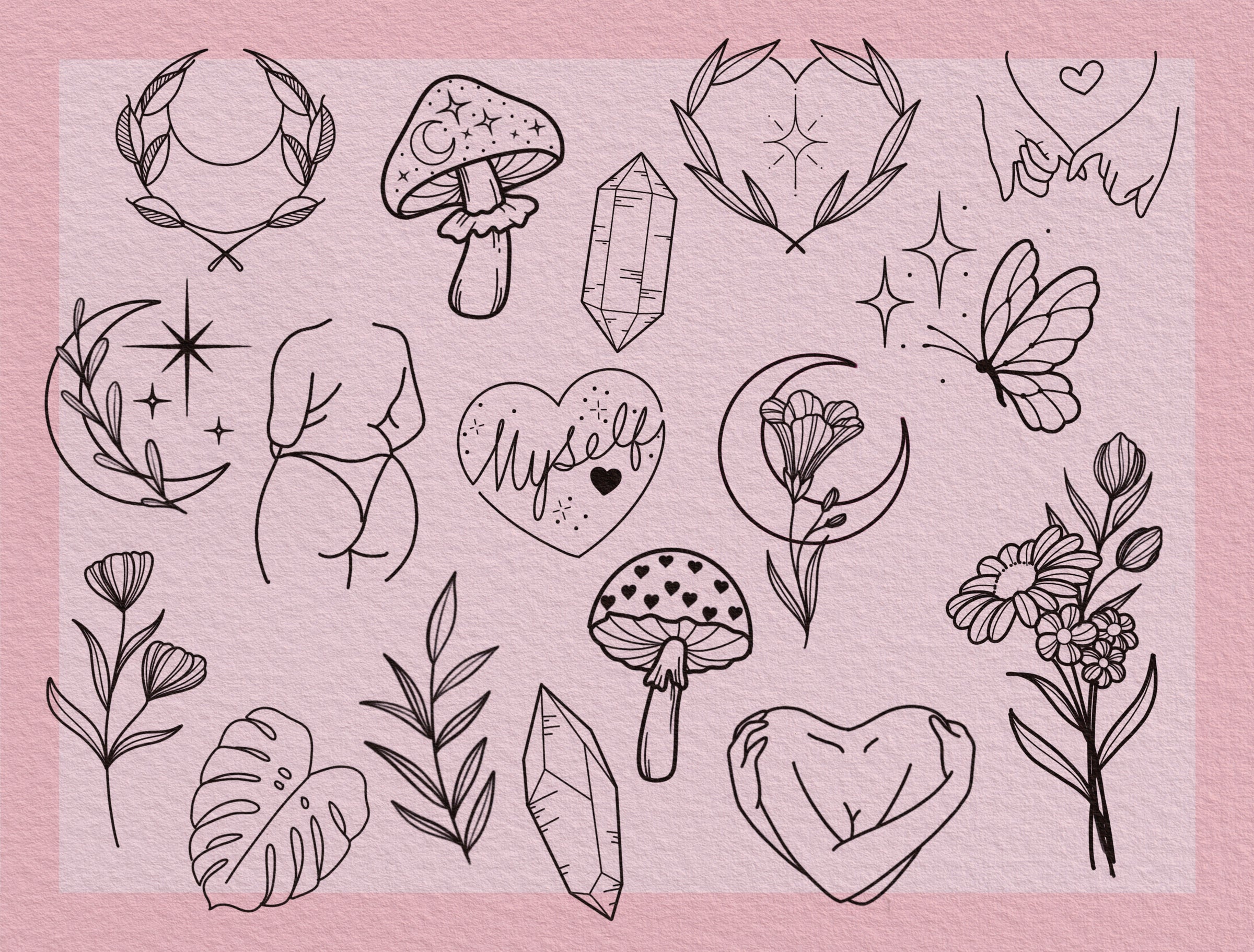 Tattoo Flash Sheet | Небольшие цветные татуировки, Эскизы маленьких татуировок, Ретро татуировки